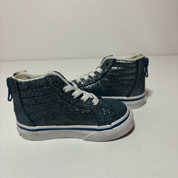 VANS Harry Potter Sk8-Hi Zip Sz 4 Toddler Hogwarts Metallic Blue High Top Shoes - Picture 4 of 9